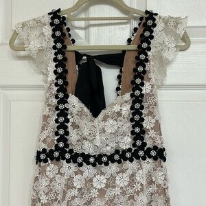 For love and lemons lace white and black rhinestone dress 3d flowers size m